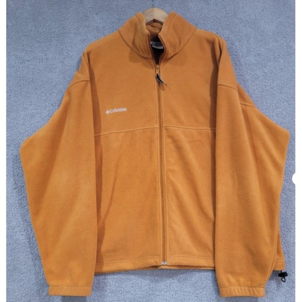 Columbia Full‎ Zip Fleece Jacket Mens XXL Orange 2XL Outdoor Hiking Warm Layer